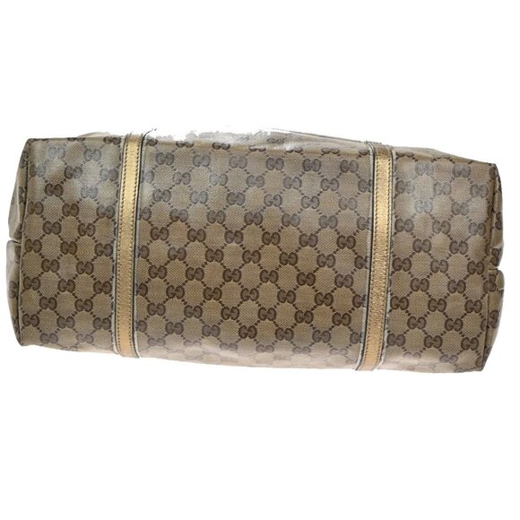 GUCCI Crystal GG Pattern Shoulder Tote Bag Coating Canvas Leather Brown 30YH545 - Picture 6 of 16